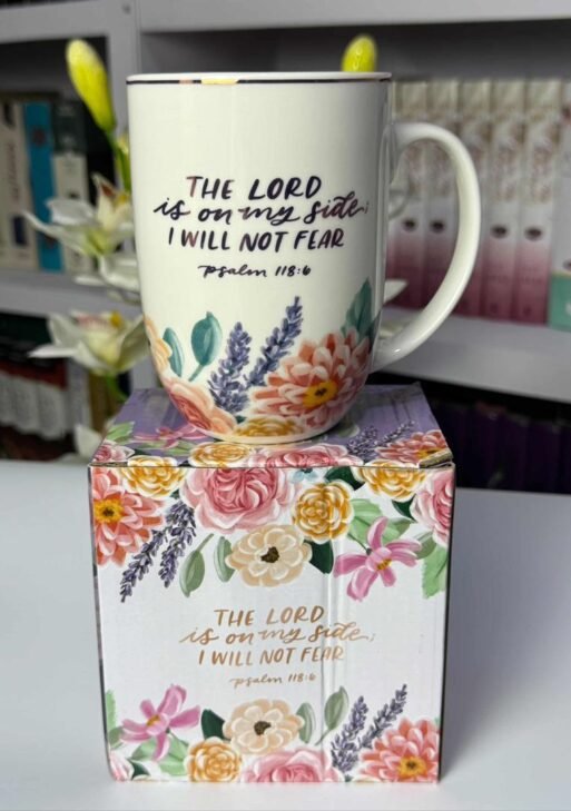 The Lord is on My Side Purple Floral Ceramic Mug - Psalm 118:6