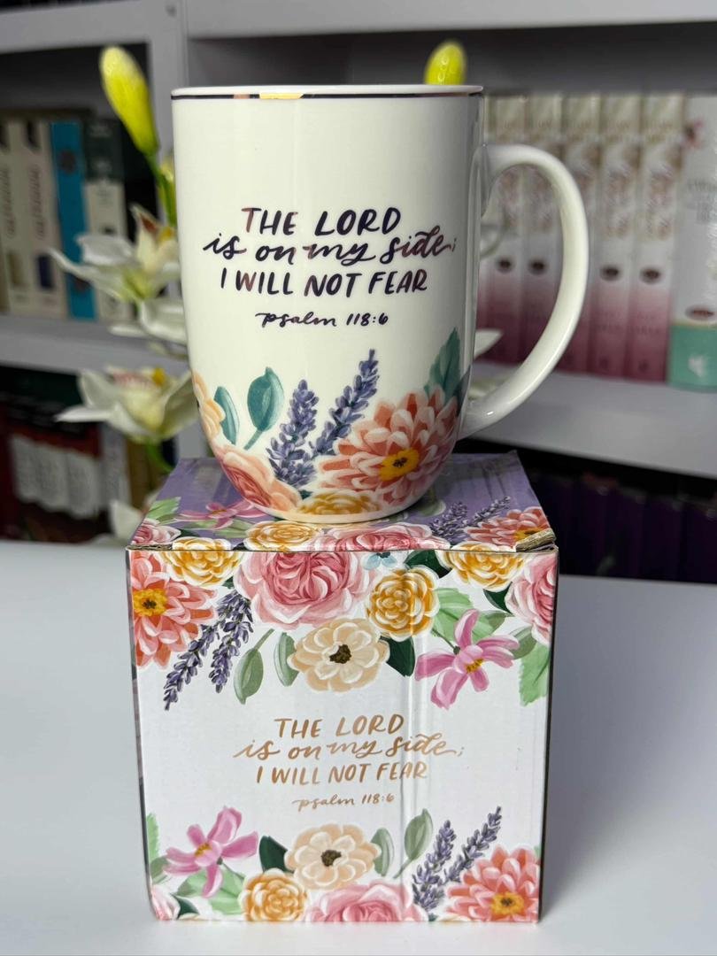 The Lord is on My Side Purple Floral Ceramic Mug - Psalm 118:6
