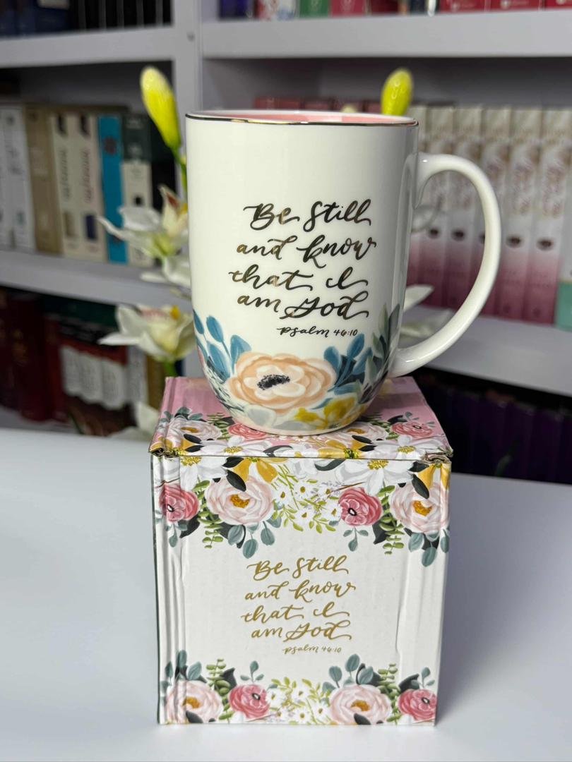 Be Still and Know That I Am God Ceramic Mug with Pink Interior