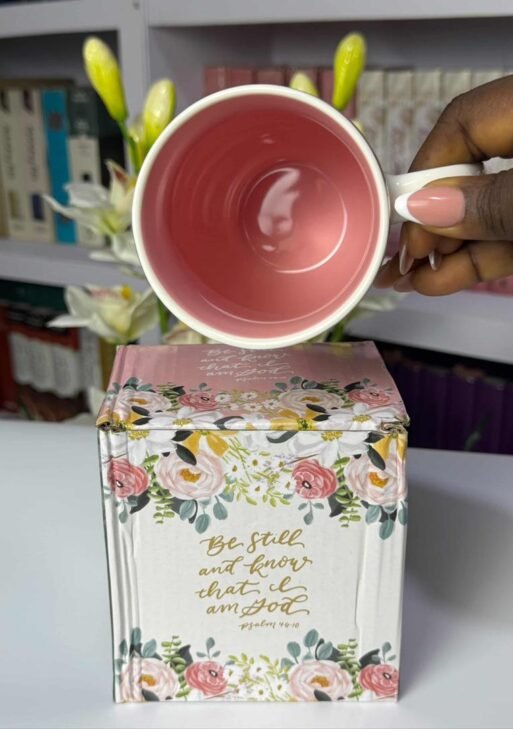 Be Still and Know That I Am God Ceramic Mug with Pink Interior