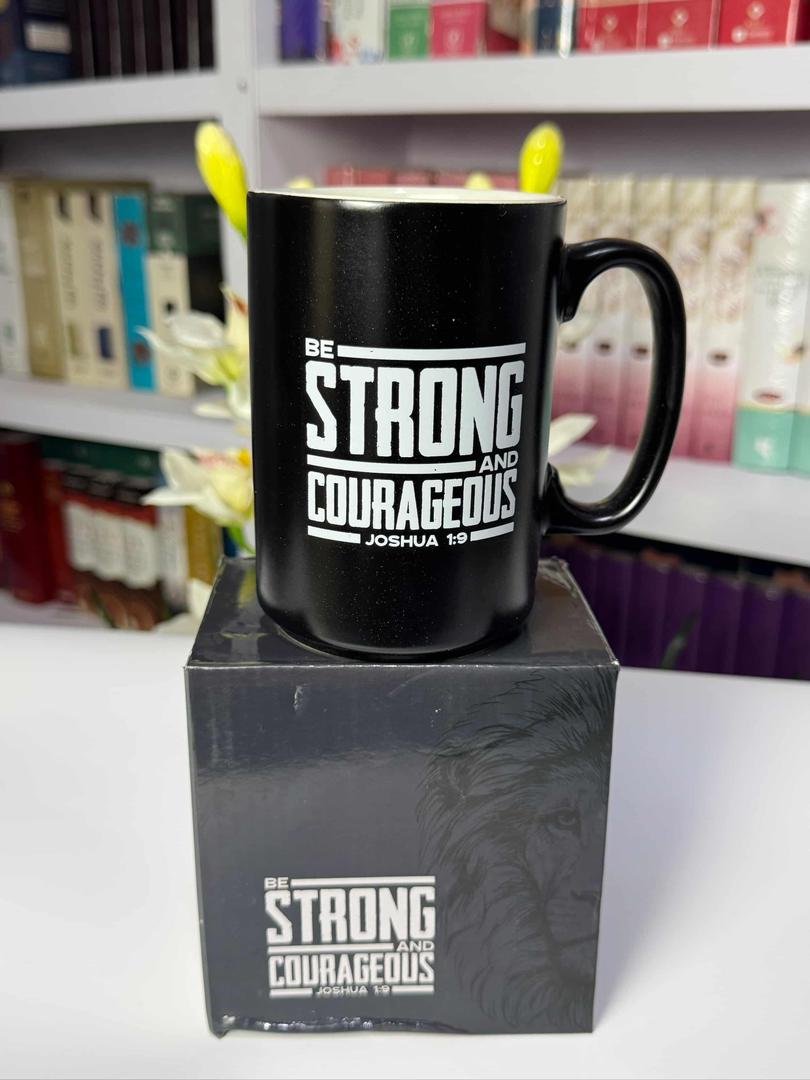 Be Strong And Courageous Black Ceramic Mug - Joshua 1:9