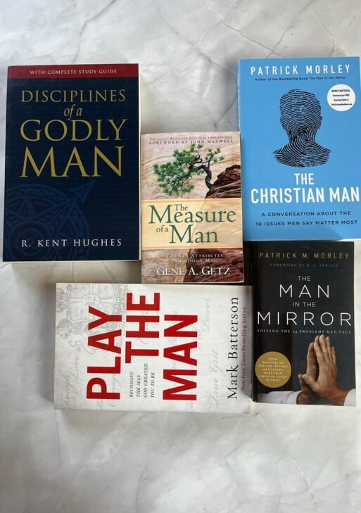 A collection of Christian books focused on men's spirituality and personal growth