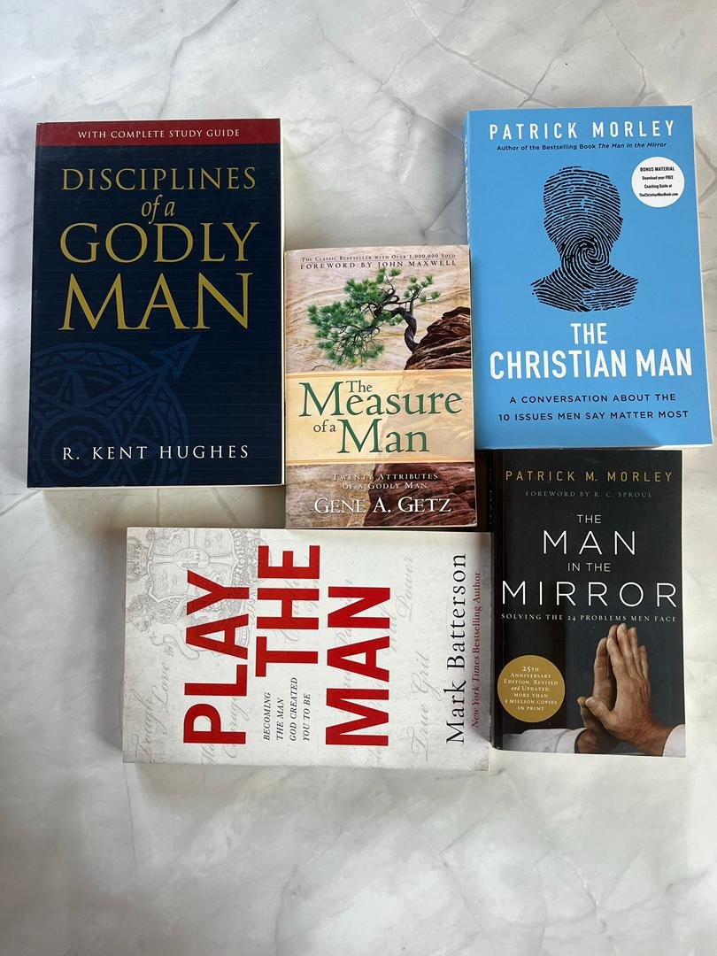 A collection of Christian books focused on men's spirituality and personal growth